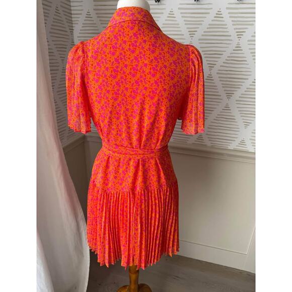ALEXIS for Target Women’s XXS Orange Floral Flutter Sleeve Pleated Wrap Dress - Picture 7 of 10